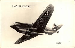 P-40 In Flight Army Postcard Postcard