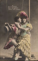 Man and Woman Seated on Swing Postcard