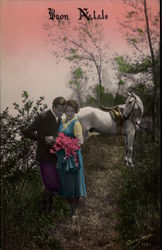 Couple with White Horse Postcard