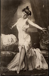 Woman Posing in Undergarments Postcard