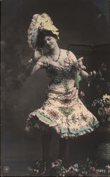 Woman in Short Flower Dress Postcard