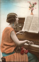 Woman Playing the Piano Postcard