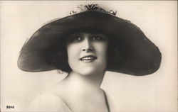 Young Woman Wears a Broad-Brim Hat Women Postcard Postcard