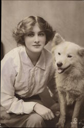 British Beauty Posting with Dog Postcard