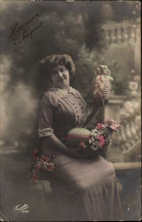 Woman with Woven Eggs Postcard