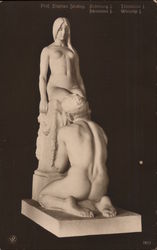 Two-figure Sculpture Titled Worship Sculpture & Carving Postcard Postcard