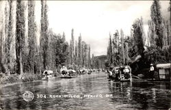 Barges on a River Mexico City, Mexico Postcard Postcard