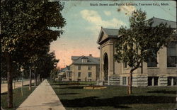 Sixth Street and Public Library Postcard