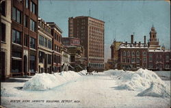 Winter Scene, Lafayette Boulevard Detroit, MI Postcard Postcard