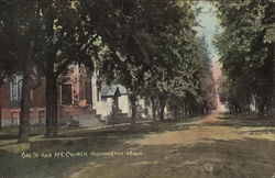 Oak St. and M.E. Church Postcard