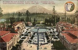 Mt. Rainier and Court of Honor as Seen from the US Government Building Seattle, WA 1909 Alaska Yukon-Pacific Exposition Postcard Postcard