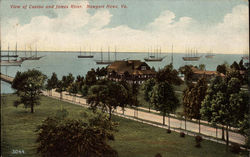 View of Casino and James River Postcard