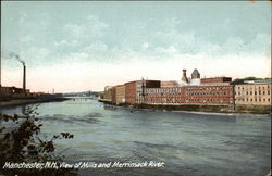 View of Mills and Merrimack River Postcard