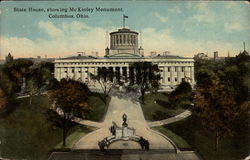 State House, Showing McKinley Monument Postcard