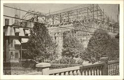 Construction of St. Ann's Roman Catholic Church (Paroisse Ste. Anne) Woonsocket, RI Postcard Postcard