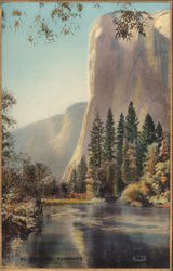 El Capitan - Gold Border Yosemite, CA Yosemite National Park Postcard Postcard