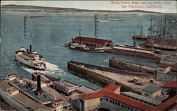 Water Front, Boats leaving Ferry Slipe San Francisco, CA Postcard Postcard