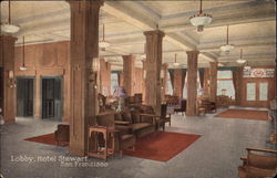 Lobby, Hotel Stewart Postcard