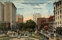 Washington Boulevard from Michigan Avenue Detroit, MI Postcard Postcard