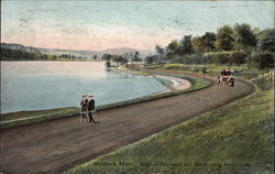 Medford Boulevard and Beach along Mystic Lake Massachusetts Postcard Postcard