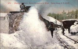 Clearing the Track, Rotary Snowplow at Work, Ogden Route, SPRR Postcard