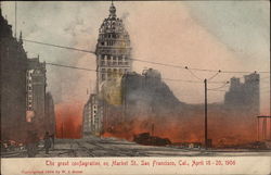 The Great Conflagration on Market Street - April 18-20, 1906 San Francisco, CA Postcard Postcard