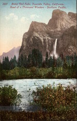 Bridal Veil Falls, Road of a Thousand Wonders Yosemite Valley, CA Yosemite National Park Postcard Postcard