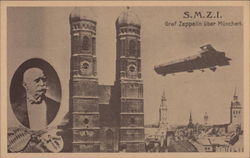 S.M.Z.I. Graf Zeppelin over Munich Airships Postcard Postcard