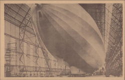 Airship in Hangar Postcard