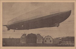 "Graf Zepplin" Flying Over Hanger Postcard