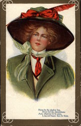 Lady with huge hat Postcard