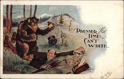 Bear Sits on Businessman Postcard