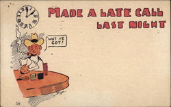 Made a late call last night Comic, Funny Postcard Postcard