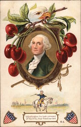 Portrait of George Washington with Eagle and Cherries Postcard