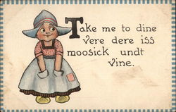 Cartoon Dutch Girl with Hands in Pockets Postcard