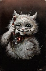 white cat talking on the telephone Postcard