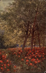 Scene with Trees and Poppies Postcard