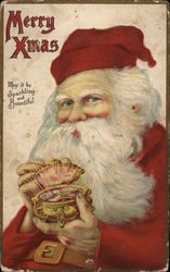 Santa Claus holding a jewelry box Postcard