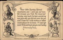 Sunday School Absentee Card Postcard