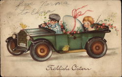 Frohliche Ostern With Children Postcard Postcard