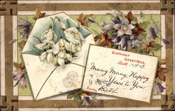 Letter with Flowers - Snowdrops and Bluebells Postcard