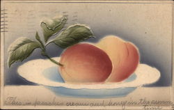 Peaches in white dish Postcard