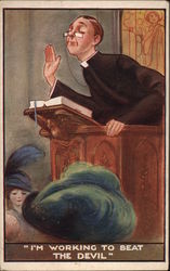 Priest wearing spectacles at the pulpit Postcard Postcard