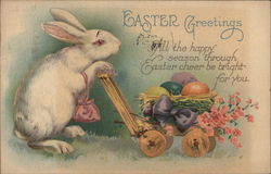 Easter Greetings With Bunnies Postcard Postcard