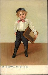 On the way to school Boys Postcard Postcard