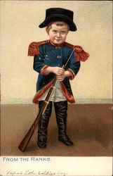 Little Boy in Military Uniform with Rifle Postcard