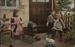 Children Playing in the Yard Postcard