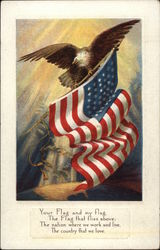 Eagle with American Flag Postcard