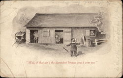 Child Exclaims About an Elongated Cow Postcard