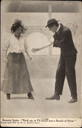 Man and Woman about to Fistfight Comic, Funny Postcard Postcard